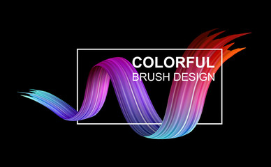 Black background with colorful abstract brush stroke.