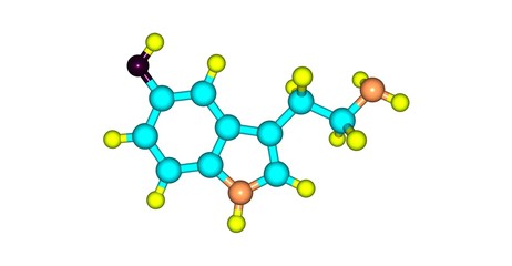Poster - Serotonin molecular structure isolated on white