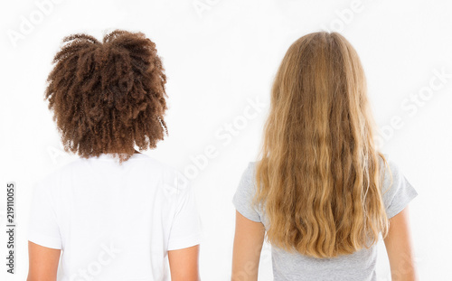 Caucasian And Afro Woman Hair Type Set Back View Isolated On White