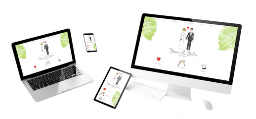 Wall Mural - flying devices wedding responsive website