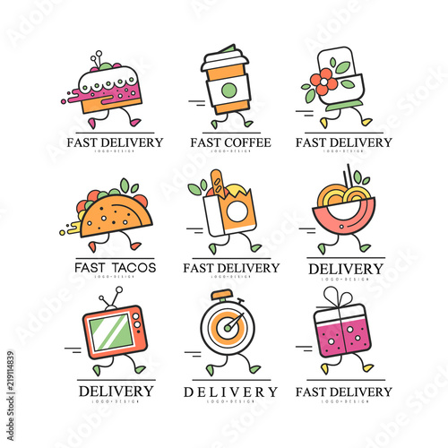 Fotografía Fast delivery logo, creative template for corporate identity, restaurant, cafe,
