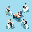 © master1305 - Shot from above of a business man and woman working on a laptop.