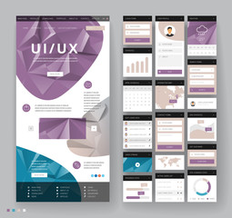 Wall Mural - website template design with interface elements