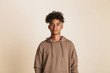 Portrait of a young afro american man dressed in hoodie