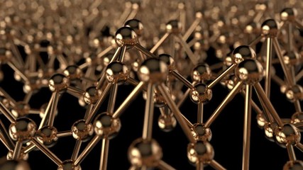 Abstract modern background in empty space. Futuristic gold shape. Technology network concept. Seamlessly looping animation