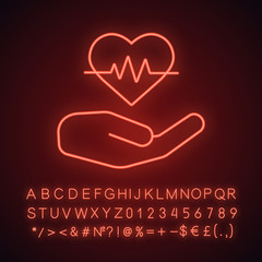 Sticker - Heart care neon light icon