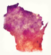 Wisconsin state USA watercolor map in front of a white background