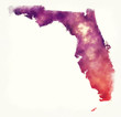 Florida state USA watercolor map in front of a white background