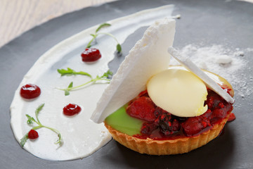 Poster - plated fruit tart dessert