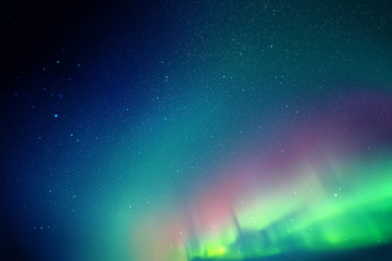 Sticker - night starry sky. northern lights. blue green aurora borealis