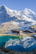 Lake in Jungfrau, reflected in water mountain, Switzerland, beautiful landscape  1