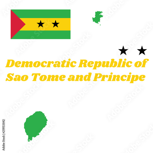 Map Outline And Flag Of Sao Tome And Principe A Horizontal Of