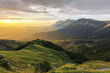 An Amazing Mountain View with Fog Atmosphere in the Sunrise Time - View of Mountains called Centenario from Prati di Tivo 