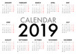 © atthameeni - Calendar for 2019 Week Starts Monday. Simple Vector Template