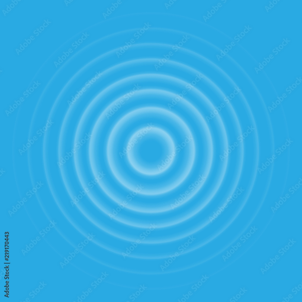 Ripple effect top view. Transparent Water drop rings. Circle sound wave  isolated on blue background. 스톡 벡터 | Adobe Stock