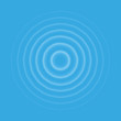Ripple effect top view. Transparent Water drop rings. Circle sound wave isolated on blue background.