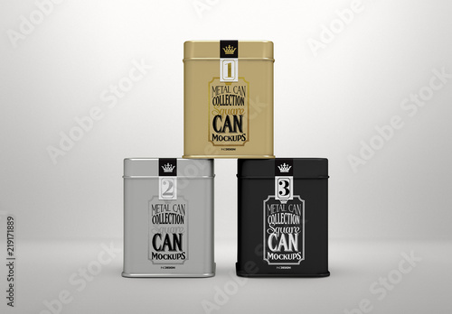 Download Three Square Tin Cans Mockup. Buy this stock template and ...
