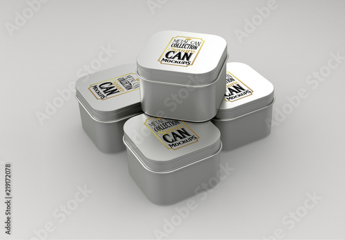 Four Small Square Tin Cans Mockup Adobe Stock でこのストックテンプレートを購入して 類似のテンプレートをさらに検索 Adobe Stock