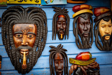 Wall Art Wood Carvings On Display For Sale At A Local Craft Market In Montego Bay, Jamaica