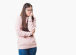 © Krakenimages.com - Young Chinese woman over isolated background wearing glasses looking stressed and nervous with hands on mouth biting nails. Anxiety problem.