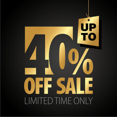 Poster - 40 percent off sale discount limited time gold black background