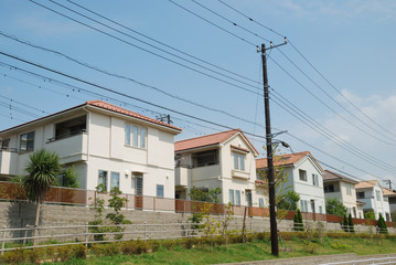 New houses in a residential area in the suburbs of Tokyo, Japan