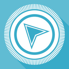 Poster - Navigation flat vector icon, compass square blue web button