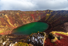 Crater With Water In Iceland