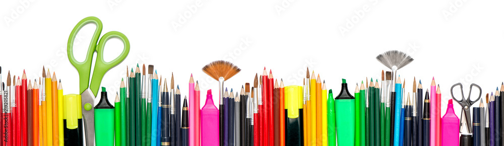 Back to school Stationery tools supplies white background Stock Photo ...
