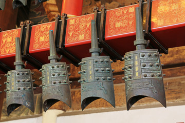 Wall Mural - chinese chimes in the hall, in the Imperial Ancestral Temple, December 22, 2013, Beijing, China.