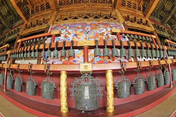 Wall Mural - Chinese traditional style percussion instruments - bells, in the Imperial Ancestral Temple, December 22, 2013, Beijing, China.