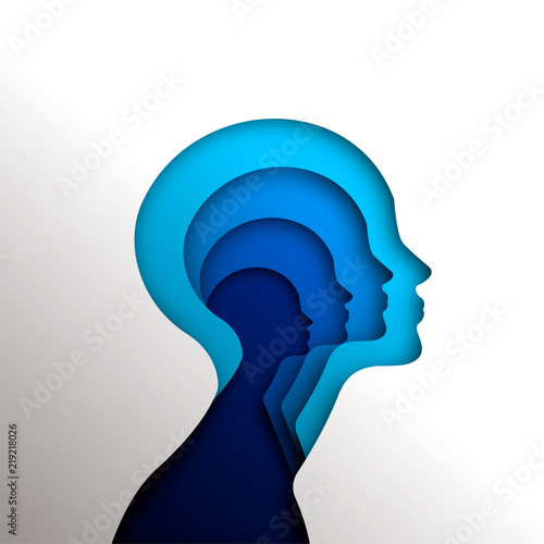 Cuadros en Lienzo Human head concept cutout for psychology
