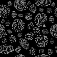 abstract hand drawn seamless pattern with doodle fingerprints. simple blackboard background. vector 