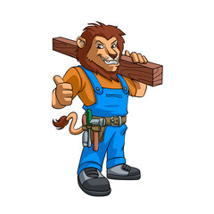 Wall Mural - Lion carpenter illustration mascot 