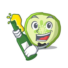 Canvas Print - With beer vegetable organic food slice cucumber mascot