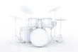 Professional Rock Drum Kit in Clay Style. 3d Rendering