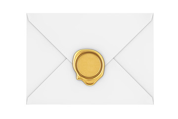 Poster - Letter Envelope with Golden Wax Seal. 3d Rendering