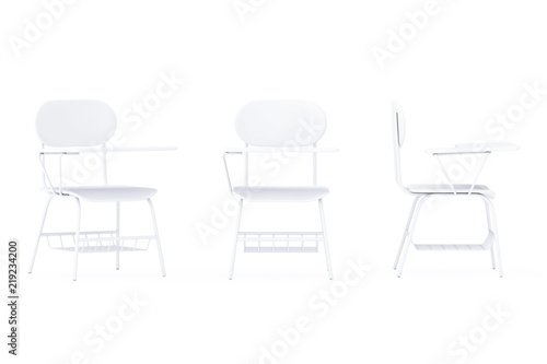 White Lecture School Or College Desk Table With Chair In Clay