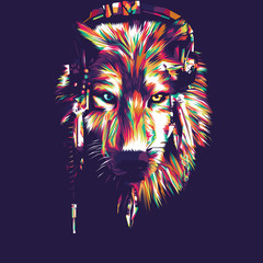 wolf vector pop art illustration