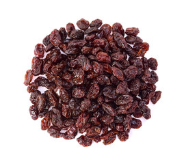 Canvas Print - Top view of Dried raisins isolated on white background