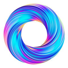 Sticker - 3d rendering of holographic abstract circle twisted shape