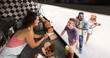 © Syda Productions - street sale and people concept - happy customers queue and saleswoman at food truck
