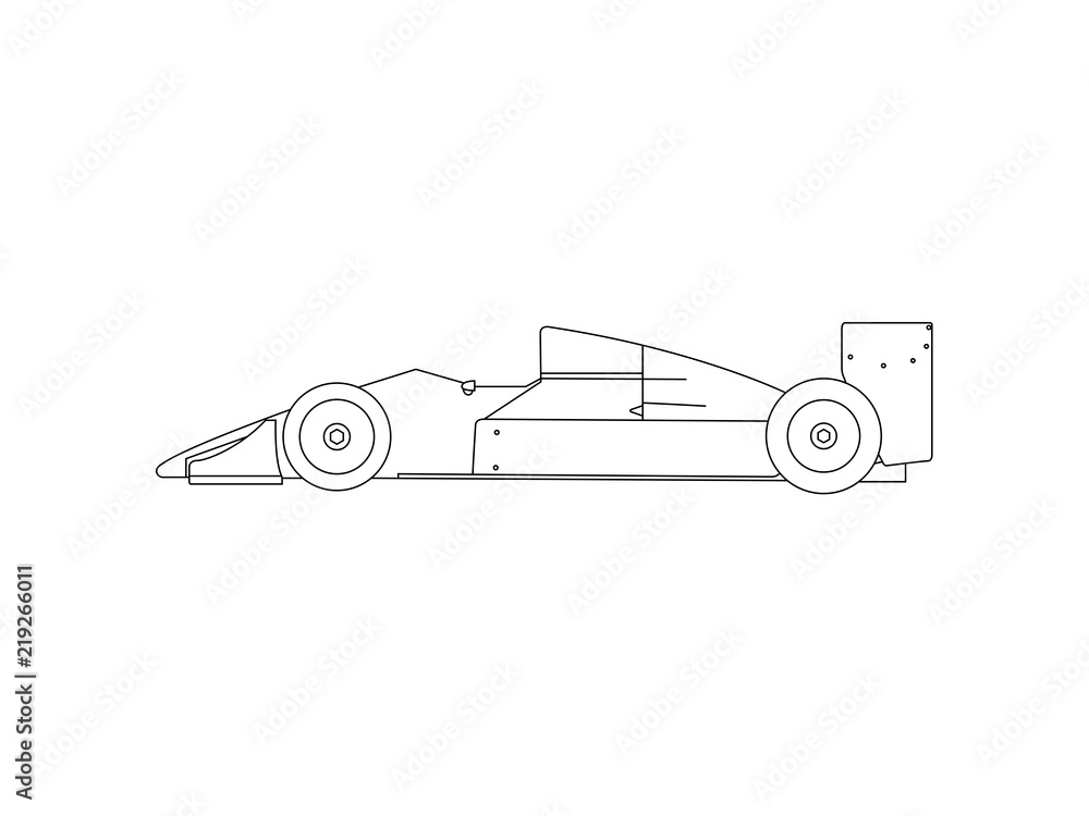 Photo Art Print Formula 1 Race Car Line Drawing Sketch