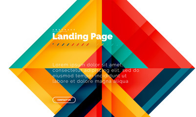 Square shape geometric abstract background, landing page web design template