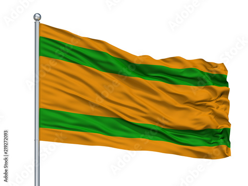 Fotografie, Obraz Lares 1956 City Flag On Flagpole, Country Puerto Rico, Isolated On White Backgro