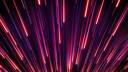 Wall Mural - Beautiful Moving Trails Pink-Blue Color Glowing on Black. Falling Rain Neon Lines Background. Digital Design Concept. Looped 3d Animation of Glowing Lines 4k Ultra HD 3840x2160.
