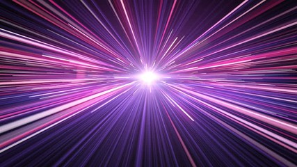 Wall Mural - Abstract Hyperspace Jump. Fast Beautiful Space Travel Through Stars Trails Pink-Blue Color. Digital Design Concept. Looped 3d Animation of Glowing Lines 4k UHD 3840x2160.
