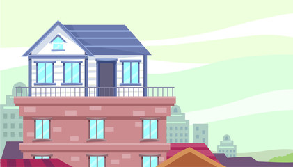 Sticker - Rooftop House Illustration