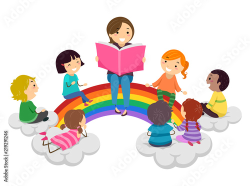 Stickman Kids Storytelling Rainbow Illustration