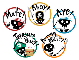 Sticker - Pirate Words Icons Illustration